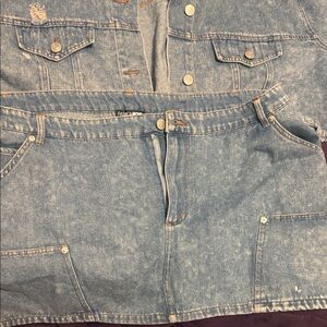 Fashion Nova Light Blue Acid Wash Denim Skirt Set